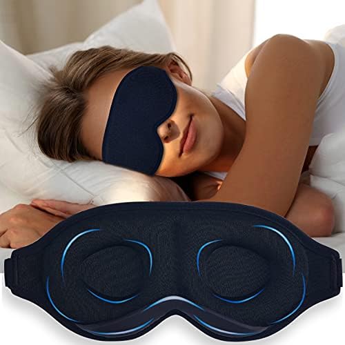 Маска за очи Amolabe Sleep Eye Mask за мъже и жени, 3D Контур Маски За Сън от Мек памук и Ликра с регулируеми