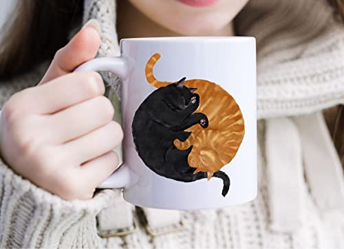 Чаша за Спящата джинджифил и черна котка, 11 унции 15 унции (15 унция, черен)