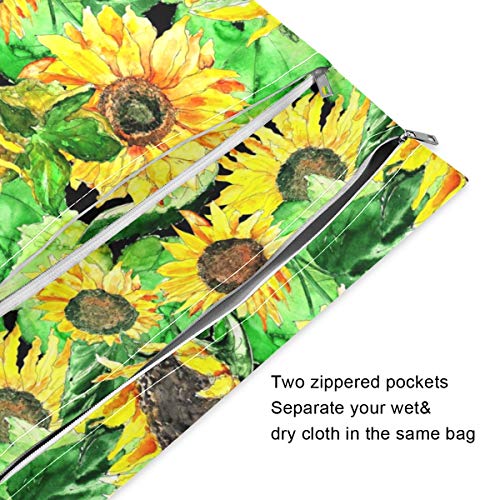 KEEPREAL ръчно рисувани слънчоглед 2 бр., водоустойчива чанта за влажни и мокри памперси, торбички за мокри пелени