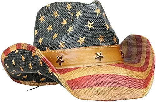 Мъжки или Дамски Ковбойская шапка TOVOSO с Ковбойскими полетата във формата на Американското, Реколта Звезди