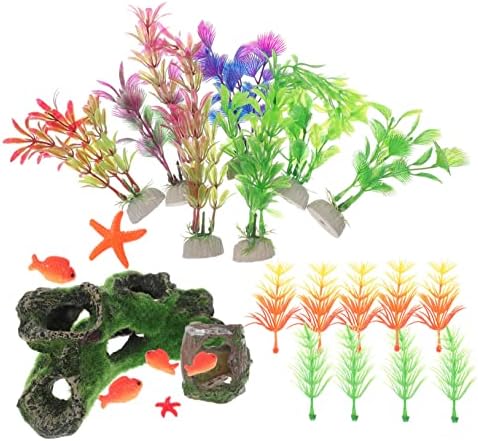 PATKAW 5 групи от декоративни растения за аквариум, декоративни орнаменти за аквариум, смола