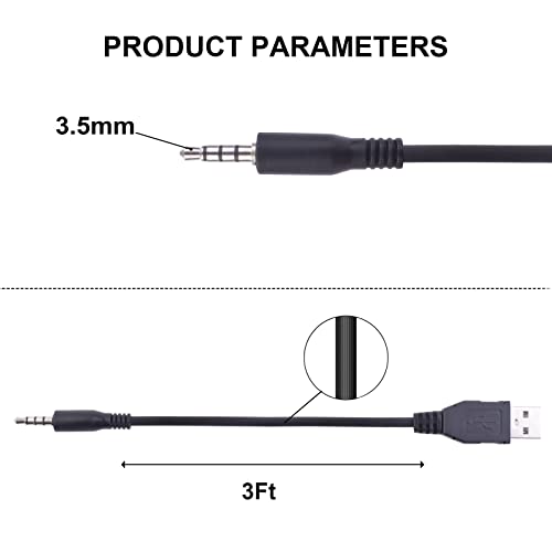 Aux аудио кабел с конектор от USB до 3,5 мм, Зарядно Кабел за данни, Слушалки, Тонколони, MP3 /MP4 плейъри, часовници и други устройства с порт 3.5 мм (3 метра)