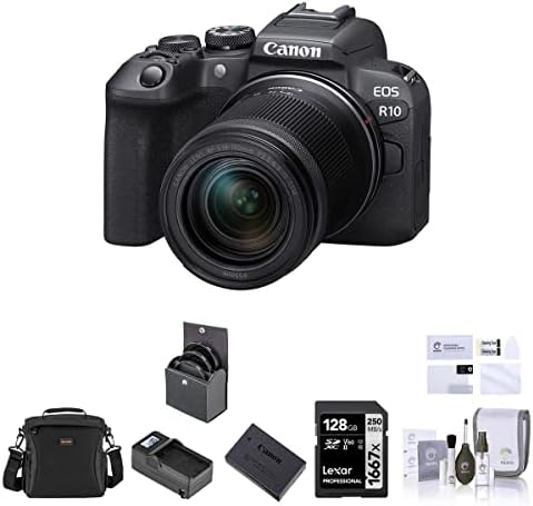 Беззеркальная фотоапарат Canon EOS R10 с обектив RF-S 18-150 мм f / 3,5-6,3, в комплект с SD-карта с обем