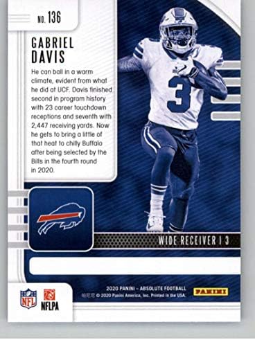 2020 Панини Absolute 136 Търговска картичка начинаещ NFL Бъфало Биллс Гейбриъл Дейвис RC
