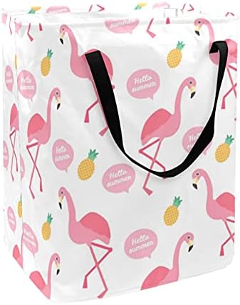 Здравейте Лято Розово Фламинго Борова кош За Бельо Голяма Тъканно Чанта-Органайзер Кошница Сгъваема Кошница