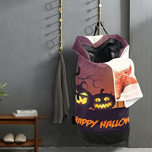 Тыквенная Чанта за Дрехи Happy Halloween с Плечевыми Ремъци, Раница за Пране, Чанта за съвсем малък, Подвесная Кошница
