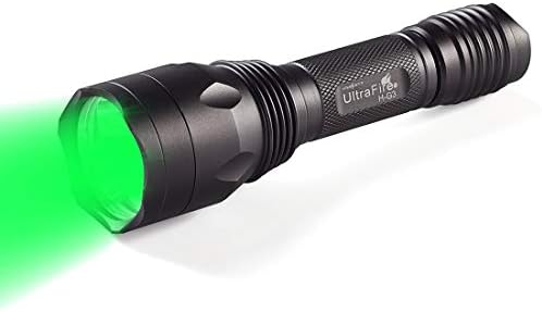 Ловен фенер ULTRAFIRE Green XP-E2 LED 650 лумена, Однорежимный, с дължина на вълната 520-535 нм, 256 ярда, Тактически фенер за нощен лов, за пушки, за Лудетина Pig Coyote Varmint Predator (батерия в