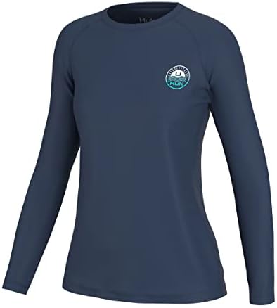 Дамска риза с дълъг ръкав HUK Standard Pursuit Performance + Защита От Слънцето, Слънчеви вълни-Саргассово море, Средната