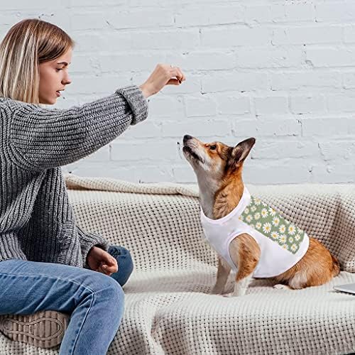 Майк за кучета Daisy - Тениска За Кучета С Цветен Модел - Дрехи за куче С Цветен печат - Бял, S