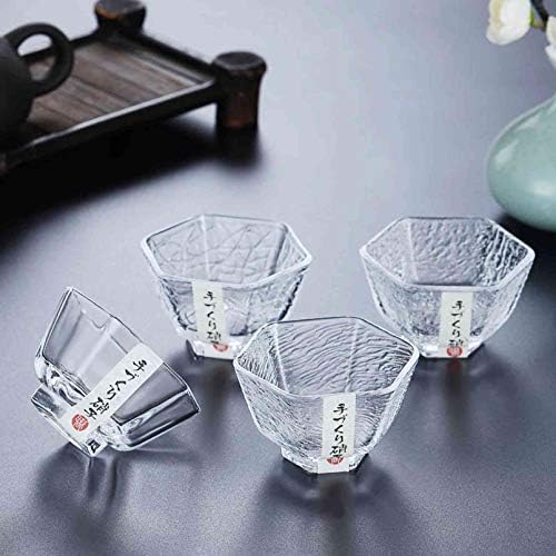 Стъклена Японската чаша за саке A3SPOAG, Кристални Шестоъгълник Чаени Чаши от соджу, комплект чаши саки, чаши за саке,