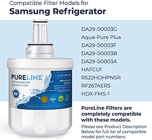 Филтър за вода Pureline DA29-00003G на Samsung за смяна на DA29-00003G, Аква-Pure Plus, RSG257AARS, DA29-00003F,