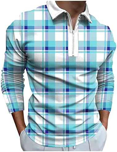 Мъжки Модни Свободна Тениска с Ревера и цип, 3D Дигитален Печат, Отгоре с дълъг ръкав, Тениски, Комплект Ризи с Дълъг