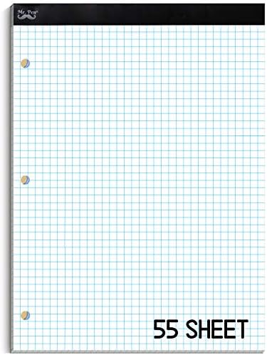 Mr. Pen - Миллиметровая хартия, Бележник под формата на мрежа, 4x4 (4 квадрата на инч), 8,5 x11, 55 Листа, С пробиване
