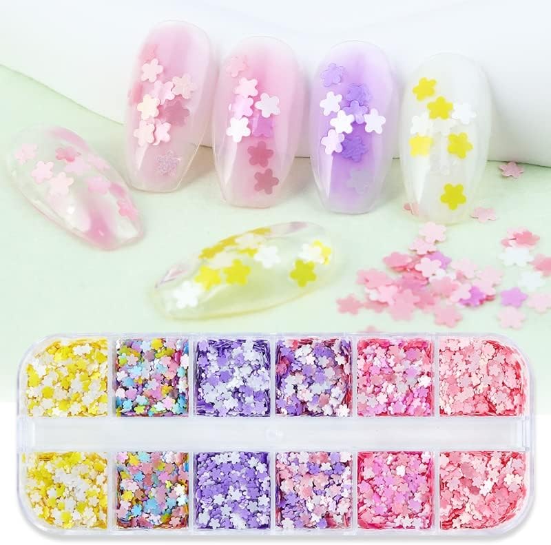 Цветни Малки Флорални Декорации за нокти с пайети, Пролетни Люспи за маникюр Направи си сам, за да проверите за дизайн