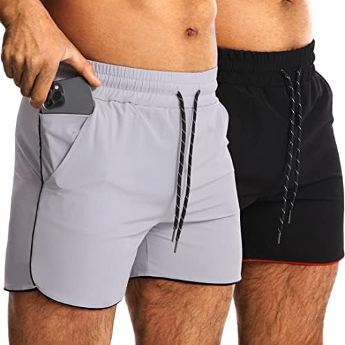 Y YERFONE Мъжки къси Панталони от 2 Опаковки За Занимания във Фитнес залата, бързо съхнещи Шорти За Тренировки, Бягане,