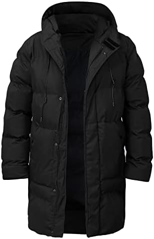 Мъжки Якета-ризи BEUU, Зимата на Топло палто с памучна подплата, Дълго палто със средна дължина, Ветрозащитная Горна дреха с качулка