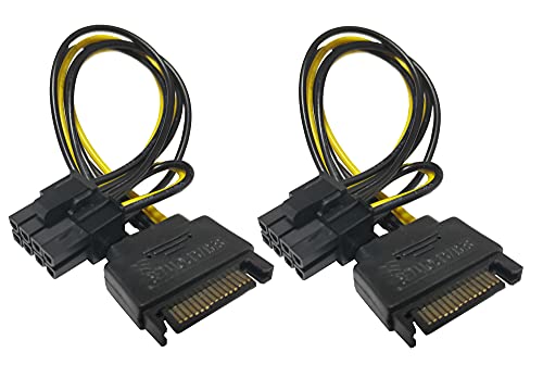 Захранващ кабел Traovien PCI Express 15-пинов SATA до 8-номера за контакт (6 + 2 Pin) порт PCI Express графична карта, Кабел-захранващ адаптер (15 см / 6 см 2 бр.)
