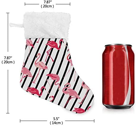 Коледни Чорапи ALAZA с фламинго и с Черна Ивица, Класически Персонализирани Малки Чулочные Украса за Семейни