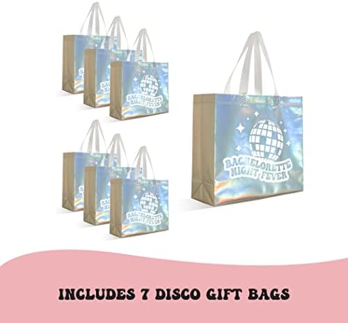 Подарък пакети за моминско парти за новата дискотека (набор от 7) Торбички за подаръци за моминско парти 70-те години на I Треска Момичешка вечер Нетъкан Подарък паке?