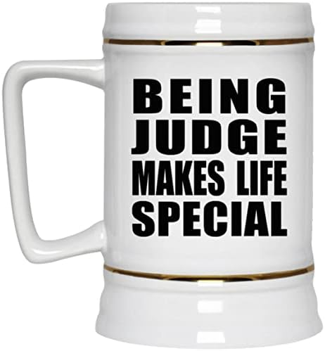 Designsify да Бъде Съдия Прави Живота по-Специални, Керамична Чаша за бира Stein в 22 грама с дръжка за фризера, Подаръци за Рожден Ден, Годишнина, Коледа, Деня на Бащи и Майки
