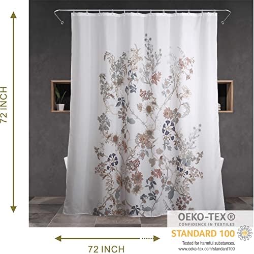 Реколта Завеса за душ с цветя модел Popkozz: Декоративни Тъкани Завеси за душ в стил Фермерска къща в стил Бохо за Баня - Бяло,