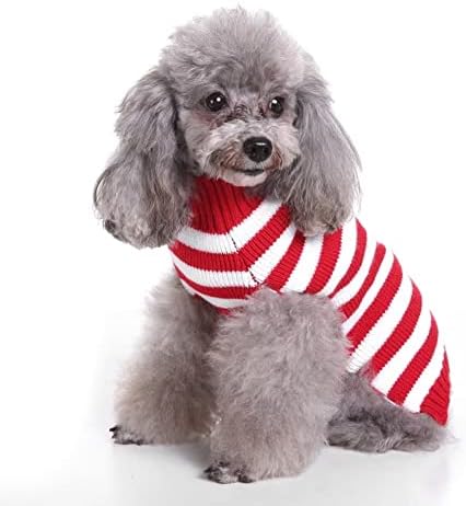 Класически Коледен Пуловер в Червената Лента за Малки Кучета и Котки, Зимата Топъл Пуловер, Риза в Училище Стил, Облекло,