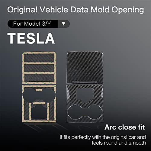 Обвивка за централната конзола HANSSHOW Tesla Model 3 и Model Y 2 бр., калъф за конзола от настоящото въглеродни влакна за модели