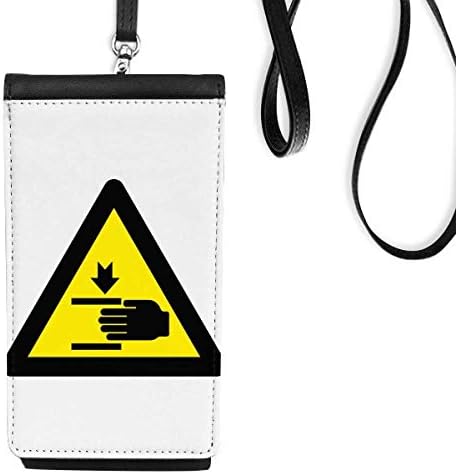 Предупредителен Символ На Жълто Черната Ръка Триъгълник Телефон В Чантата Си Портфейл Окачен Мобилен Калъф Черен Джоба