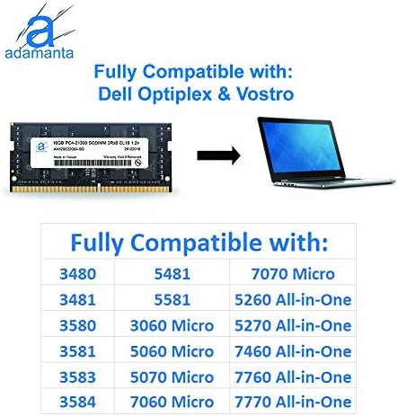 Adamanta 16 GB (1x16 GB), който е Съвместим с Dell Alienware, G-Series, Inspiron, Latitude, Optiplex, Precision, Vostro и XPS DDR4 2666 Mhz PC4-21300 sodimm памет 2Rx8 CL19 1.2 v Ъпгрейд на памет на лаптоп P/N: SNPCRXJ6C/16G