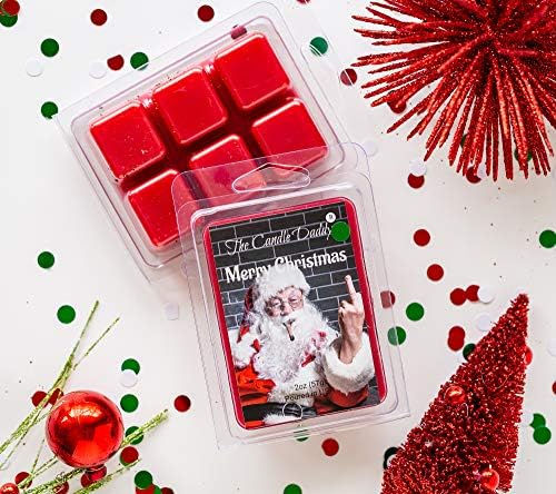 Свещ Татко Dirty Santa - Весела Коледа - Дядо Коледа с Среден пръст - Истински коледен аромат - Максимално топене ароматизиран восък - 2 грама