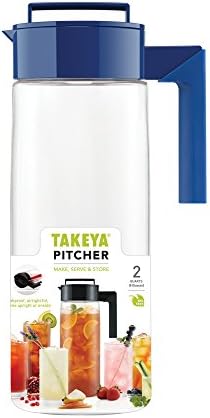 Стомна Takeya, направен в САЩ, без бисфенол А, на 2 Литра, за заваряване на боровинки и чай, Заменяеми Филтър за заваряване на 2 Литра