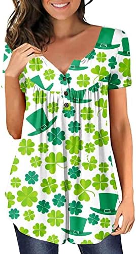 Дамска Риза в Деня на Св. Патрик, с V-образно деколте, Къс Ръкав, Ирландска Детелина, Графични Тениски, Забавни Щастливи Тениски,