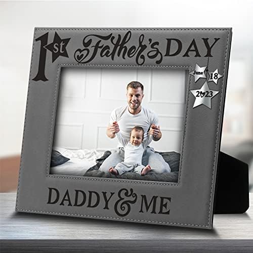 BELLA BUSTA-Първият ден на бащата-Татко и аз-Подарък за 1-ия Ден на бащата - Кожена рамка за снимки с надпис (на 1-ия Ден