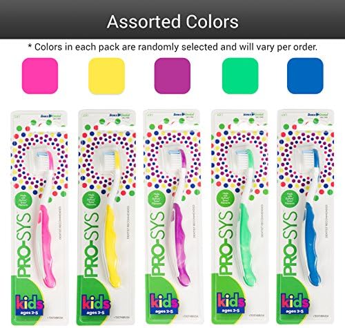 Детска четка за зъби PRO-SYS® (цветна опаковка от 4 теми) - Изработена от мека четина Dupont® (за деца от 2-5 години).