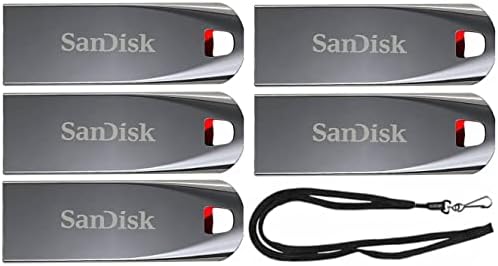 Флаш памет 64GB SanDisk (5 опаковки) Cruzer Force USB 2.0 SDCZ71-064G в комплект с (1) черна каишка GoRAM