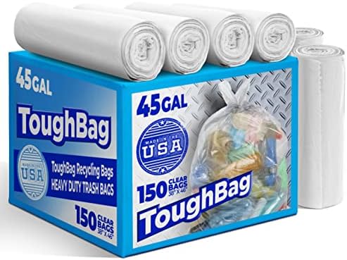 Торби за боклук ToughBag обем 40-45 Литра, 38 x 46 , Прозрачни торби за боклук (БРОЙ 150) – Подложка за боклук