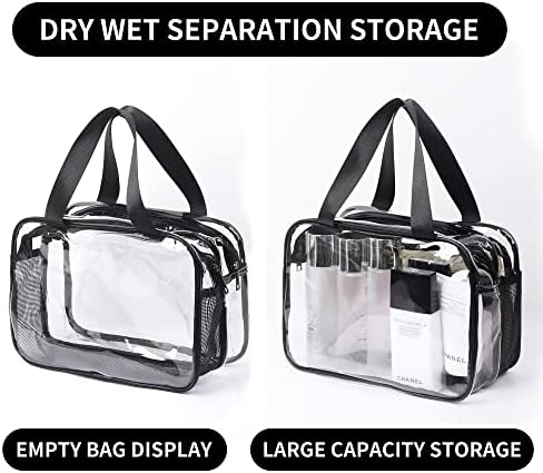 Прозрачни пътни чанти за тоалетни принадлежности, Прозрачна Чанта за Тоалетни принадлежности, Голямо Пътна Косметичка, Сливная Водоустойчив Прозрачна Чанта-Тоут