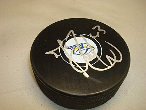Майк Рибейро е подписал хокей шайба Нешвил Предаторз с автограф от 1B - за Миене на НХЛ с автограф