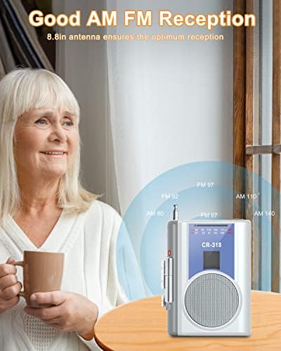 Магнетофон Walkman Cassette Player с AM FM, Преносим Ретро Кассетный рекордер с гнездо за слушалки, Вграден микрофон,