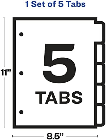 Разделители за производство на прозрачни етикети Avery 11416, 8.5 x 11, бял, 5 таба / комплект