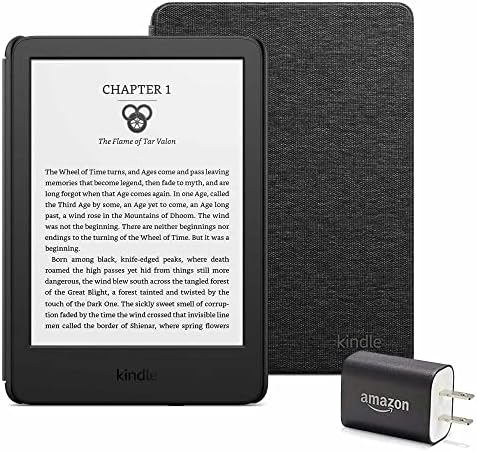 Комплект Kindle Essentials, която включва Kindle (випуск 2022 година) - черен, Текстилен калъф тъмно изумрудения