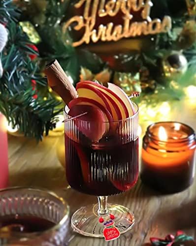 LeYeLuo Коледни Висулки за Чаши Вино, Вино, закачалки за Чаши на Крака, Подарък за Любителите на Вино, Дегустация на Вино, Подаръци за Партита, Украси, Коледни Винени Ока
