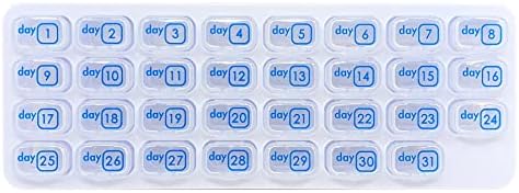 Тава-органайзер за таблетки на 31 ден на месец с Ежедневни Подвижни коробочками за таблетки (1 опаковка, прозрачен)