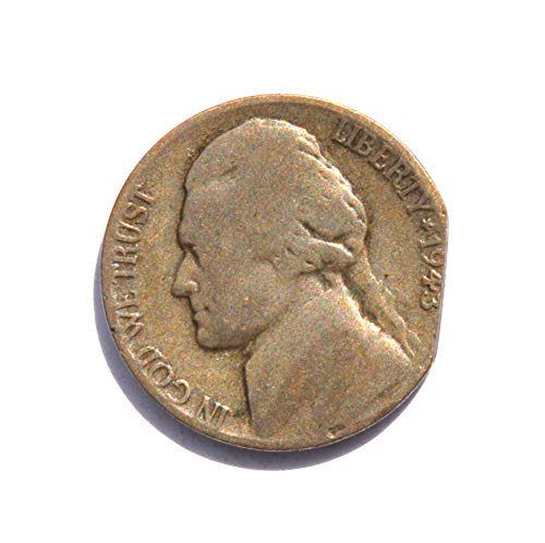 1943 P Джеферсън Никел 1-ви портрет на Втората световна война, Почиства монети в купюри от 5 цента.