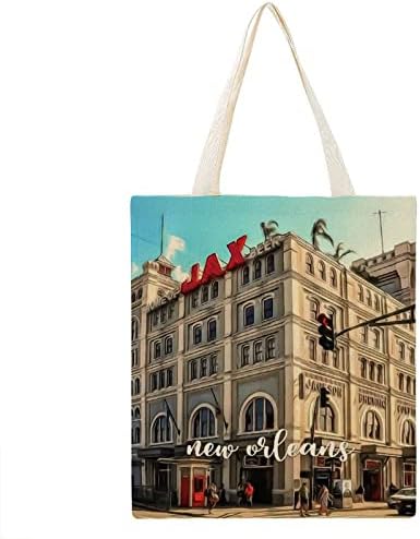 Ню Орлиънс Холщовая Чанта Градски Пейзаж Сгъваем Магазин Чанта Огромна Чанта за Жени Момичетата на Къмпинг, за Пътуване