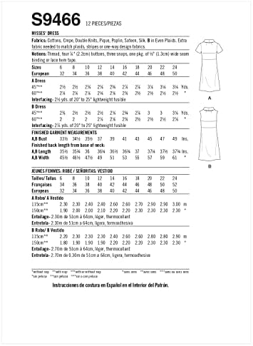 Комплект за шиене пури в ограничени бройки рокли Simplicity Misses, код S9466, Размери 6-8-10-12-14, Многоцветен