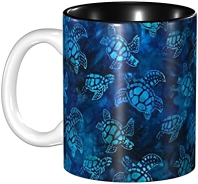 mfydjir Синята Морска Костенурка Керамични Кафеена Чаша Чаша за Чай на Жените и Мъжете, 12 Грама Какао Лате Офис Кухня