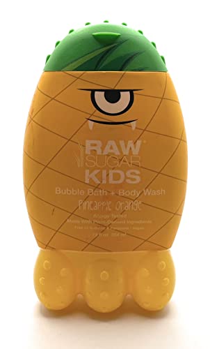Детски комплект от Raw Sugar: (1) Масло от манго 2 в 1 + шампоан и балсам от овесени ядки, (1) Пяна за вана с ананас