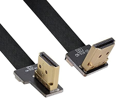 Съединители Jimier 90 Градуса HDMI Тип A Plug под Прав ъгъл към HDMI Штекеру под ъгъл нагоре Гъвкав Плосък Кабел за FPV-система за HDTV Мультикоптер Въздушна фотография - (Дължина