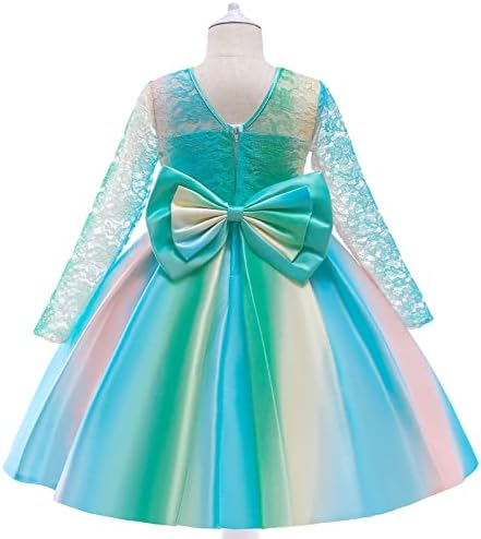 KAGAYD/ Детско Празнично рокля за малки Момичета, Цветно Празнична рокля с лък за Рожден Ден, Детски Завързана Празничен пуловер